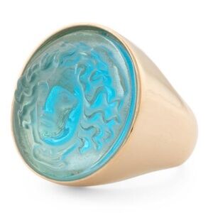 NWT TAGLIAMONTE Made In Italy 18kt Gold Plated Venetian Cameo Medusa Ring